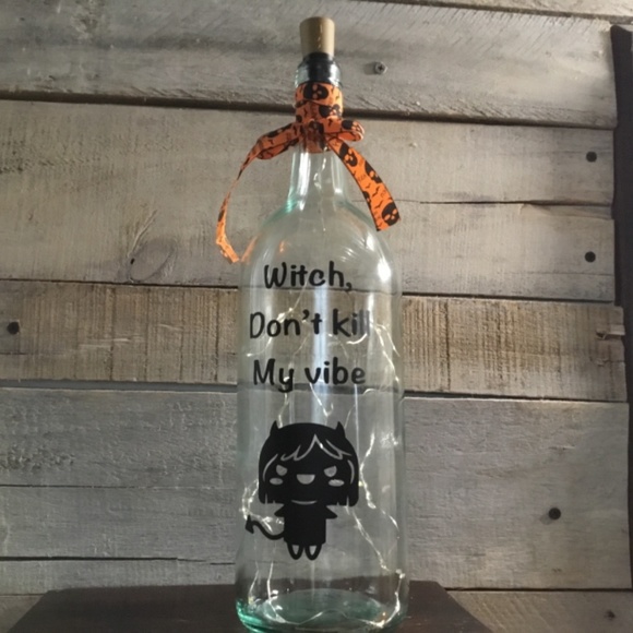 Handmade- Witch Vibe logo lighted wine bottle - Picture 9 of 10
